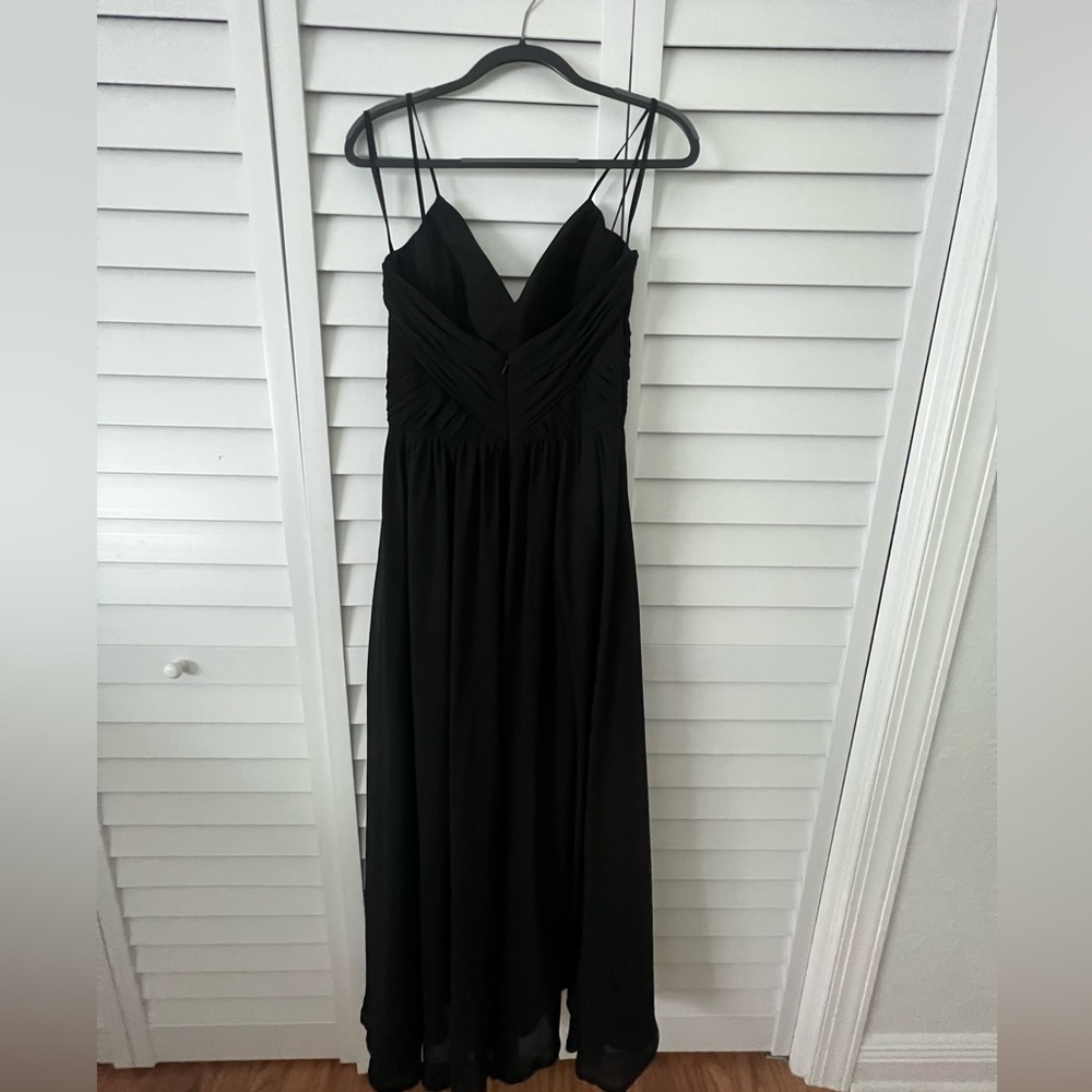 Hayley Paige Black chiffon floor length gown